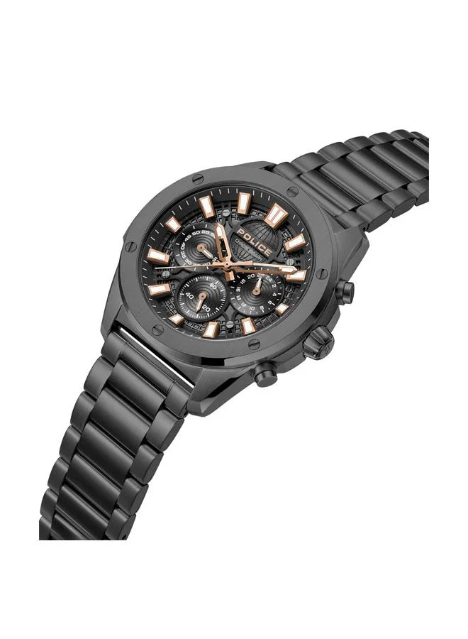 POLICE Moonstrike Black Dial Stainless Steel Bracelet Chronograph Watch for Men, 43mm